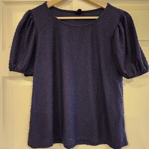 W5 Navy Blue Puff Sleeve Blouse